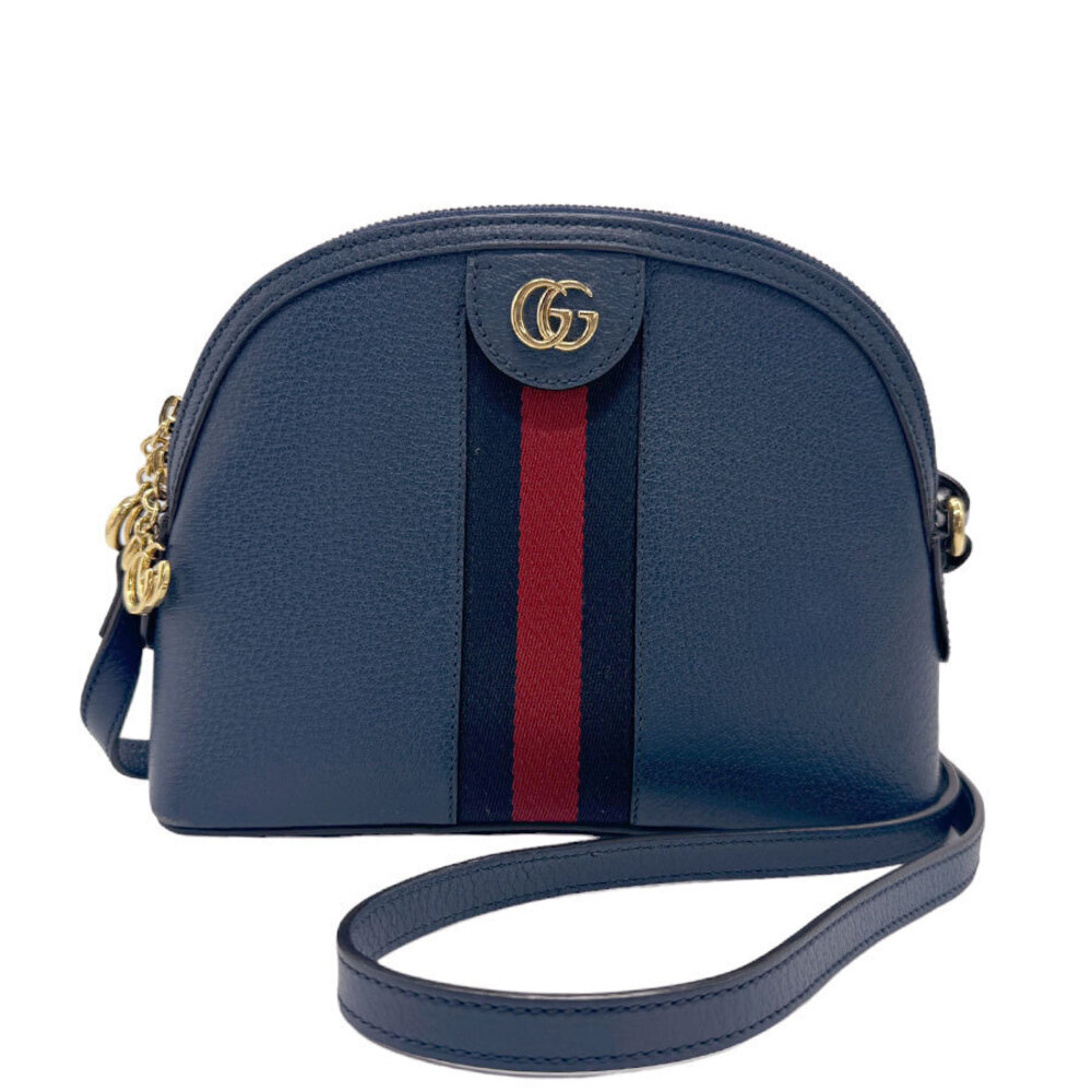 Gucci Ophidia Leather Shoulder Bag Navy Blue